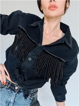 Siyah Püsküllü Zara Model Püsküllü Ceket