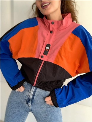 Vintage Fermuarlı Renkli Ceket