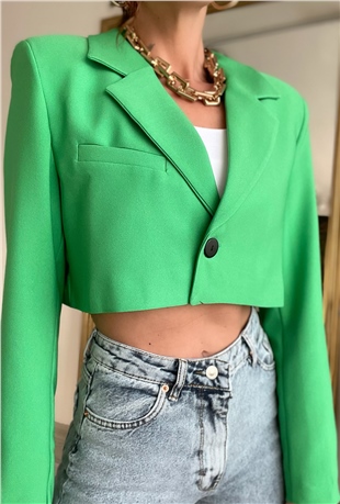 Yeşil Crop Ceket